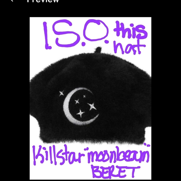 Killstar Moonbeam Beret Hat Black